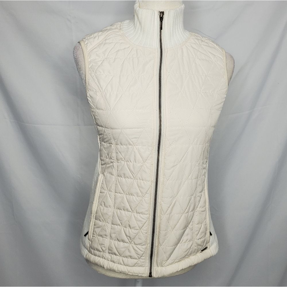 PRANA white vest quilted winter diva polyester sherpa lining S‎